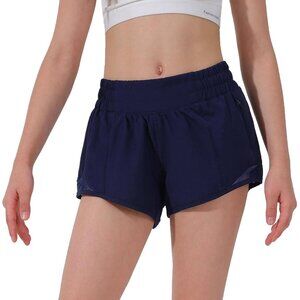 Girls' Lightweight Athletic Shorts: Active Sportswear with Zip Pocket Navy XS